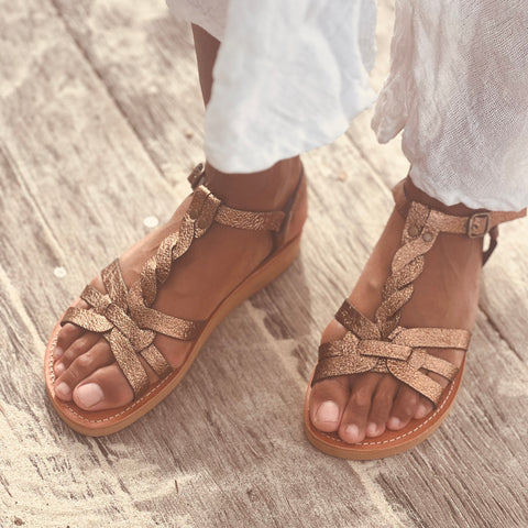 Alaia Sandal- Bronze Crinkle