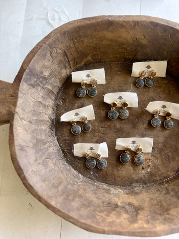 Double Stone Earring- Labrodite/ Amethyst