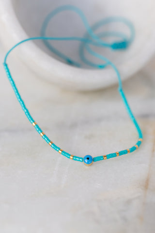 Gold Bead Evil Eye String Bracelet