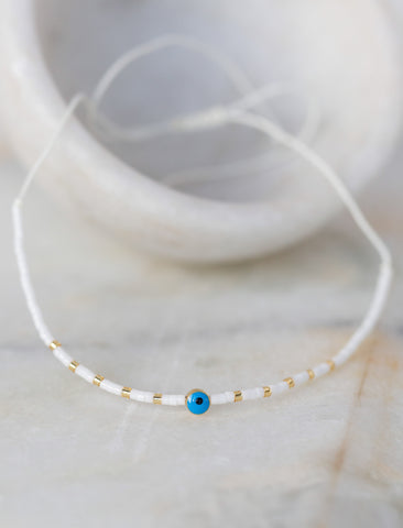 Gold Bead Evil Eye String Bracelet