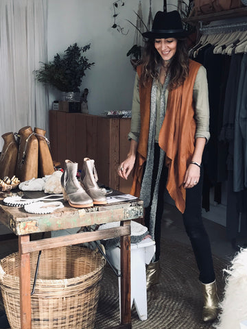 Roll neck tiered leather vest