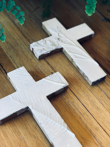 Made in Nature Wall Cross -White Fern