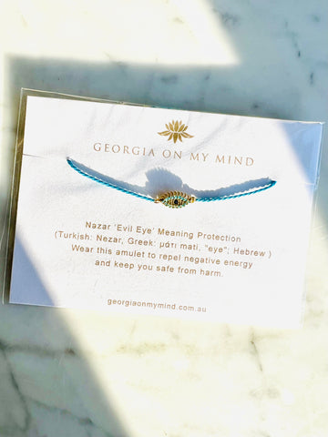 Nazar Eye String Bracelet with Eyelashes