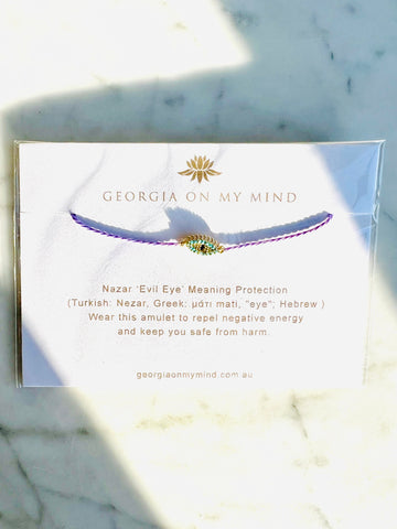 Nazar Eye String Bracelet with Eyelashes